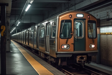 Obraz na płótnie Canvas Subway train stopped in station