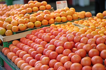 Showcase grapefruit, market, to showcase products and goods. Generative AI tehnology
