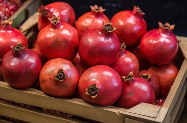 Fototapeta na wymiar Showcase pomegranate, market, to showcase products and goods. Generative AI tehnology