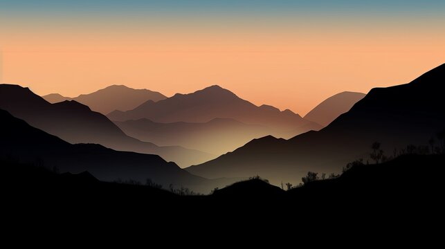 A beautiful, abstract monochrome mountain landscape. Decorative, artistic look Generative AI