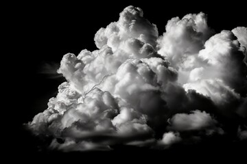 White cloud on black background Generative AI