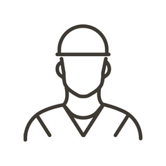 Vector thin line icon outline linear stroke illustration of a construction worker