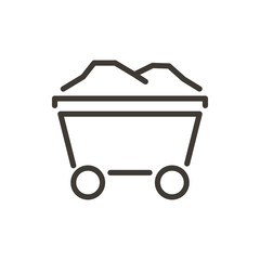 Vector thin line icon outline linear stroke illustrations of mineral or coal mine cart.