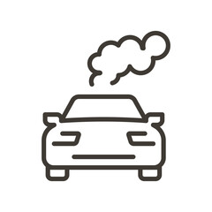 Vector minimal thin line icon outline linear stroke illustration of smoke coming from car that exhausts into air