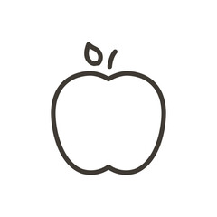 Vector minimal thin line icon outline linear stroke illustration of an apple. Fresh healthy fruit