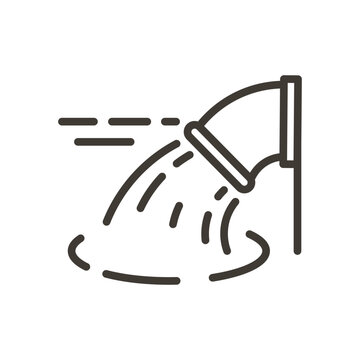 recommend clip art: Vector minimal thin line icon outline linear stroke illustration of a pipe flowing liquid into the river or ocean.