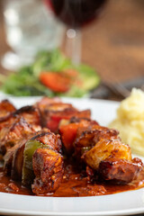 grilled meat on skewers