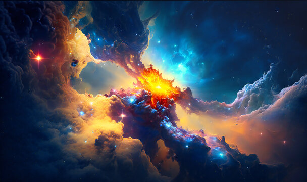 An ethereal depiction of a starry, intergalactic landscape