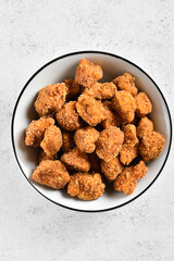 Crispy fried breaded chicken bites