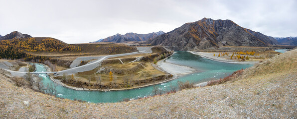 The confluence of Chuya and Katun rivers in Altai