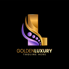 Initial letter L logo template. Alphabet letters gold with luxury style.
