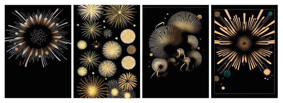A set of backgrounds for text, psychedelic hippie art sparklers , a frame of stylized Fireworks. Posters dedicated to Guy Fawkes' Night , Bonfire Night , Fireworks Night, New Year, July 14, Bastille d