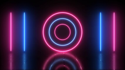 3d abstract neon background wallpaper design. Modern wallpaper design with circle shape.