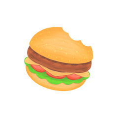 Cute burger fast food stationary sticker oil painting
