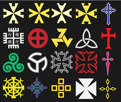 European Celtic, Medieval and Templar Crosses / Ai Illustrator
