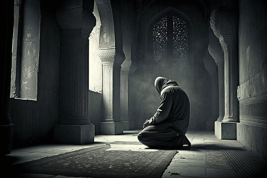 man prays in a mosque