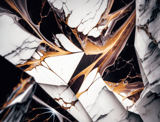 Marble stone texture background material with elements of semi-precious stones and gold created with Generative AI technology.