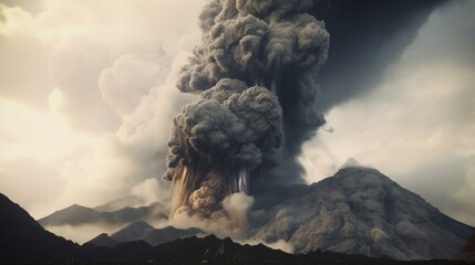 The explosive eruption of the volcano sending rocks and debris flying through the air, leaving behind a chaotic and destructive aftermath. Generative AI