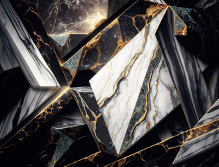 Marble stone texture background material with elements of semi-precious stones and gold created with Generative AI technology.