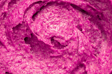 Berry yoghurt ice cream. Smoothies from fresh fruits and berries. Ice cream texture. Delicious sweet dessert close-up as a background.