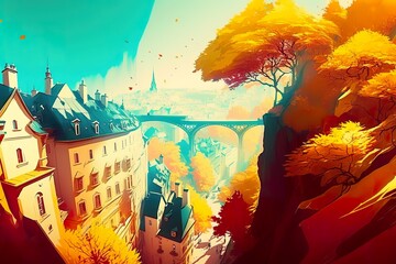 Luxembourg dream city Creative illustration. (Ai Generate)