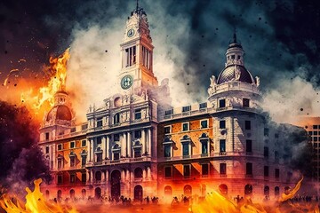 Fototapeta na wymiar Madrid dream city Creative illustration. (Ai Generate)
