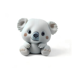 Naklejka premium Cute baby koala, clay style, plasticine, 3D, AI generated