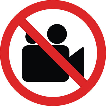 Movie Camera Icon Vector. No Video Icon . Red Prohibition Sign. Stop Symbol