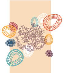 Happy Easter banner and template to greeting card. Vector doodle style