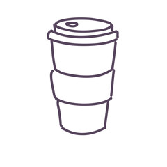 Thermal mug black line icon. Vector 