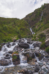 A waterfall (torrent de Navette) flowing in the Valgaudemar valley (Les Oulles du Diable hike)