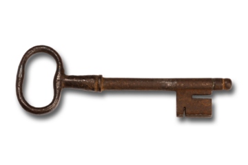 rusty key as transparent png cut out
