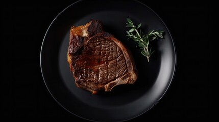 Grilled steak glorious fine on a dish. Generative AI