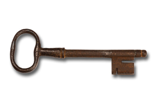 rusty key as transparent png cut out