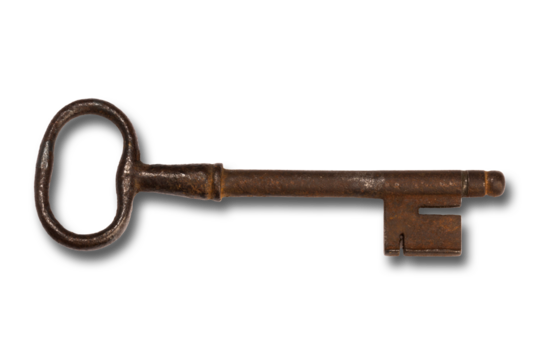 rusty key as transparent png cut out