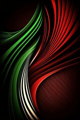 Red and green abstract line swirl neon colorful dark background