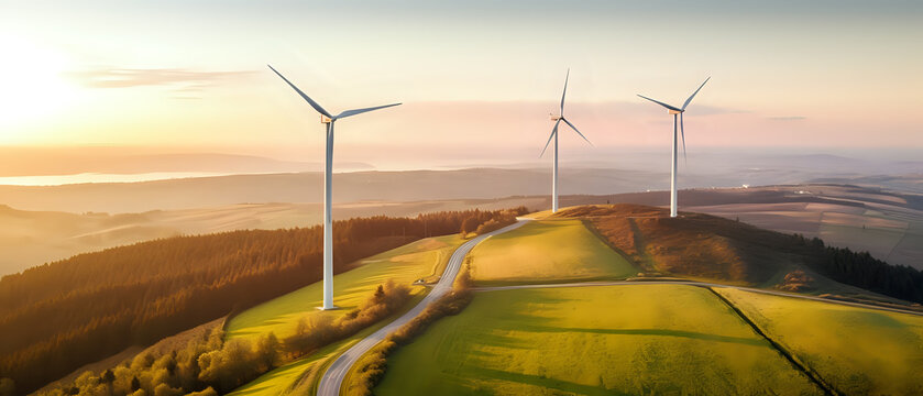 Wind generator renewable energy source illustration - generative AI Illustration