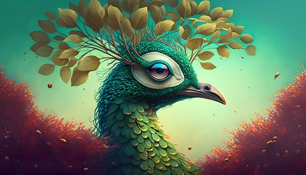 Peacock Creative illustration. (Ai Generate)