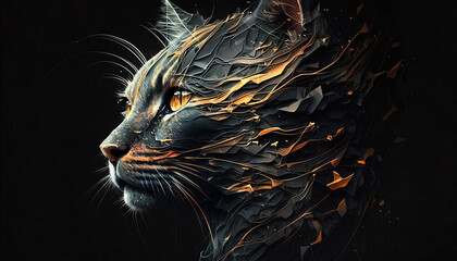 Cat abstract wallpaper. Contrast background kitten in vivid colors generative ai