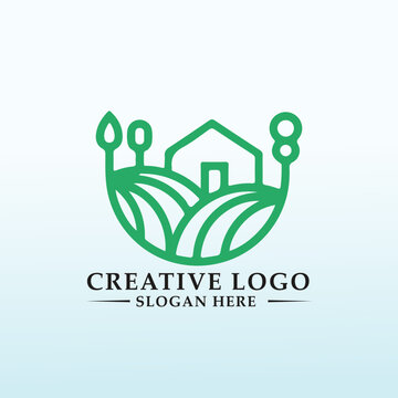 logo for farm and produce organic products, milk, crops and vegetables