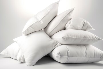Pillows in white, isolated on a white background. Generative AI