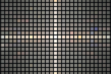 Dark orange glowing mosaic pattern of small squares on a black background. Abstract fractal 3D rendering