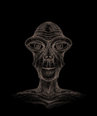 Alien creature - digital painting, sketch - obrazy, fototapety, plakaty