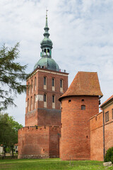 Fototapeta na wymiar Radziejowski tower formely belfry in Castle and Cathedral in Frombork, Poland. Nicolaus Copernicus Museum.