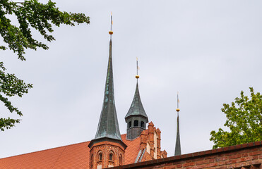 Castle and Cathedral in Frombork, Poland. Frombork is famous the person of astronomer Nicolaus Copernicus where he lived and worked. 