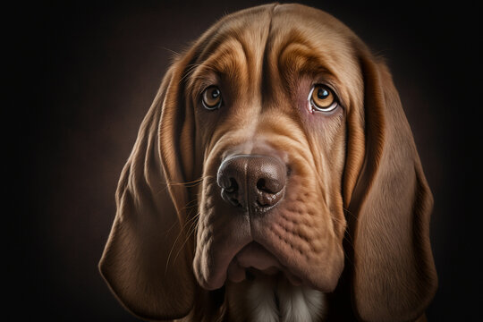Magnificent Bloodhound: A Captivating Image of the Loyal and Tenacious Breed on a Dark Background