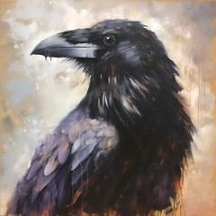 Raven Portrait digital art painting 