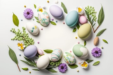 Fototapeta na wymiar Easter eggs background, Pile of colorful Easter eggs, Easter holiday background.