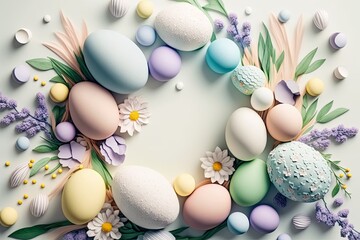 Naklejka na ściany i meble Easter eggs background, Pile of colorful Easter eggs, Easter holiday background.