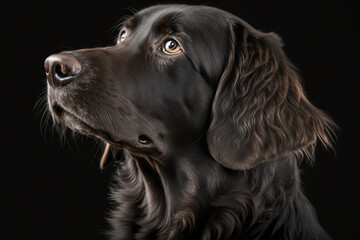Discover the Loyal and Energetic Flat-Coated Retriever on a Striking Dark Background